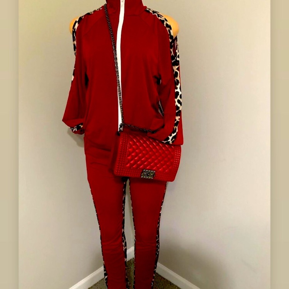 Exposed Shoulders Track Suit